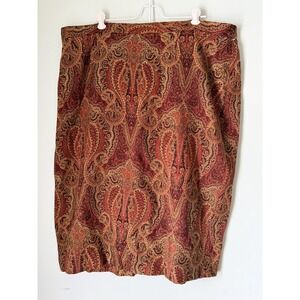 Vintage Paisley Skirt Plus Size 22W Burgundy Tapestry Pencil Dark Academia Midi
